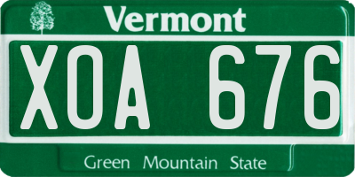 VT license plate XOA676