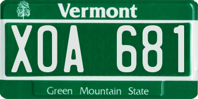 VT license plate XOA681