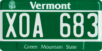 VT license plate XOA683