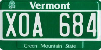 VT license plate XOA684