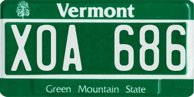 VT license plate XOA686