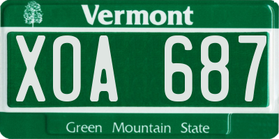 VT license plate XOA687