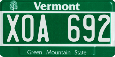 VT license plate XOA692