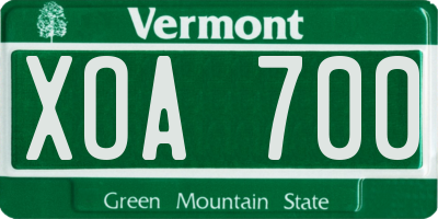 VT license plate XOA700