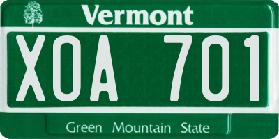 VT license plate XOA701
