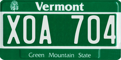 VT license plate XOA704