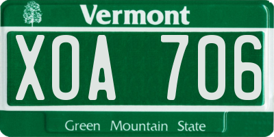 VT license plate XOA706