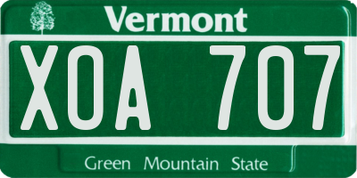 VT license plate XOA707