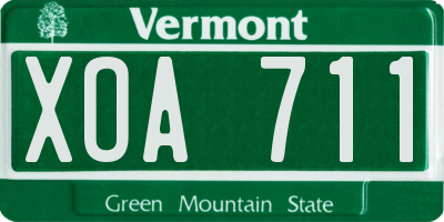 VT license plate XOA711