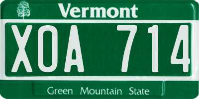 VT license plate XOA714