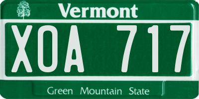 VT license plate XOA717