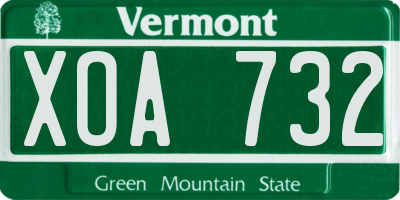 VT license plate XOA732