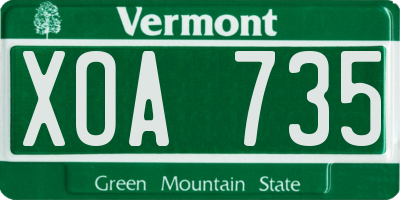 VT license plate XOA735