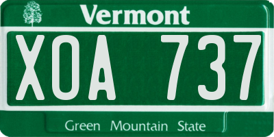VT license plate XOA737