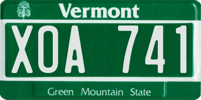 VT license plate XOA741