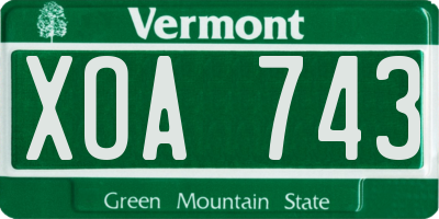 VT license plate XOA743
