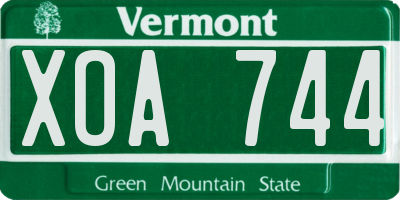 VT license plate XOA744