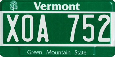 VT license plate XOA752