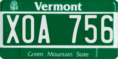 VT license plate XOA756