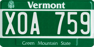 VT license plate XOA759