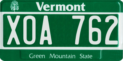 VT license plate XOA762