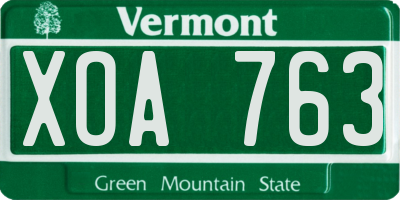 VT license plate XOA763