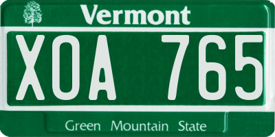 VT license plate XOA765