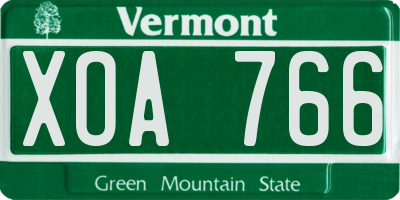 VT license plate XOA766