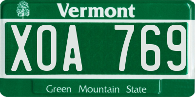 VT license plate XOA769