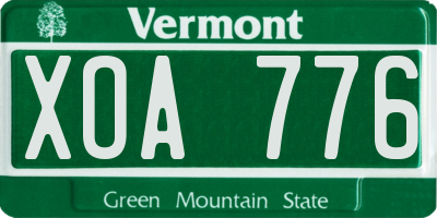 VT license plate XOA776