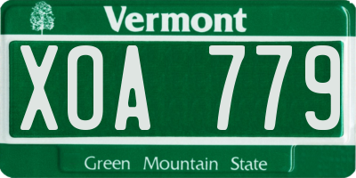 VT license plate XOA779