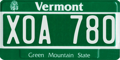 VT license plate XOA780
