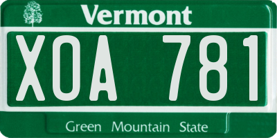 VT license plate XOA781