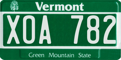 VT license plate XOA782