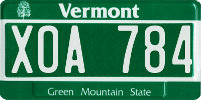 VT license plate XOA784