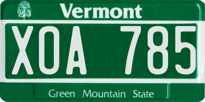 VT license plate XOA785