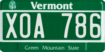 VT license plate XOA786