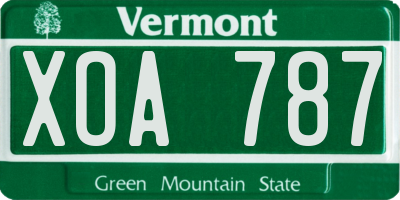 VT license plate XOA787