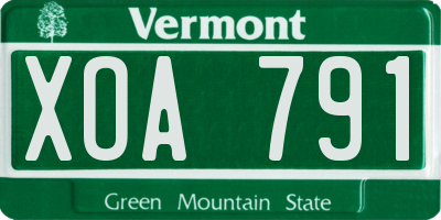 VT license plate XOA791