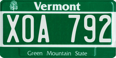 VT license plate XOA792