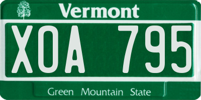 VT license plate XOA795