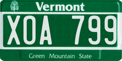 VT license plate XOA799