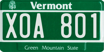 VT license plate XOA801