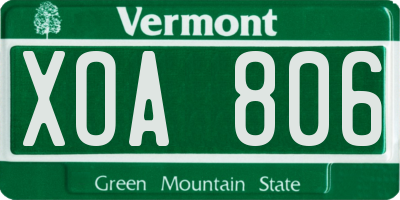 VT license plate XOA806