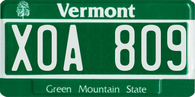 VT license plate XOA809