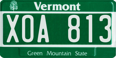 VT license plate XOA813