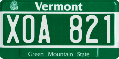 VT license plate XOA821
