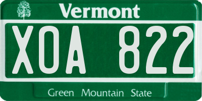 VT license plate XOA822