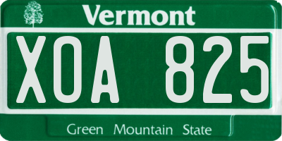 VT license plate XOA825