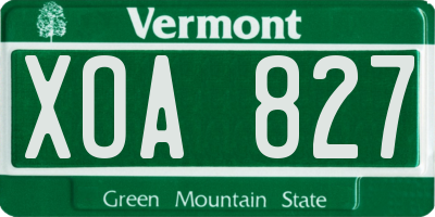 VT license plate XOA827